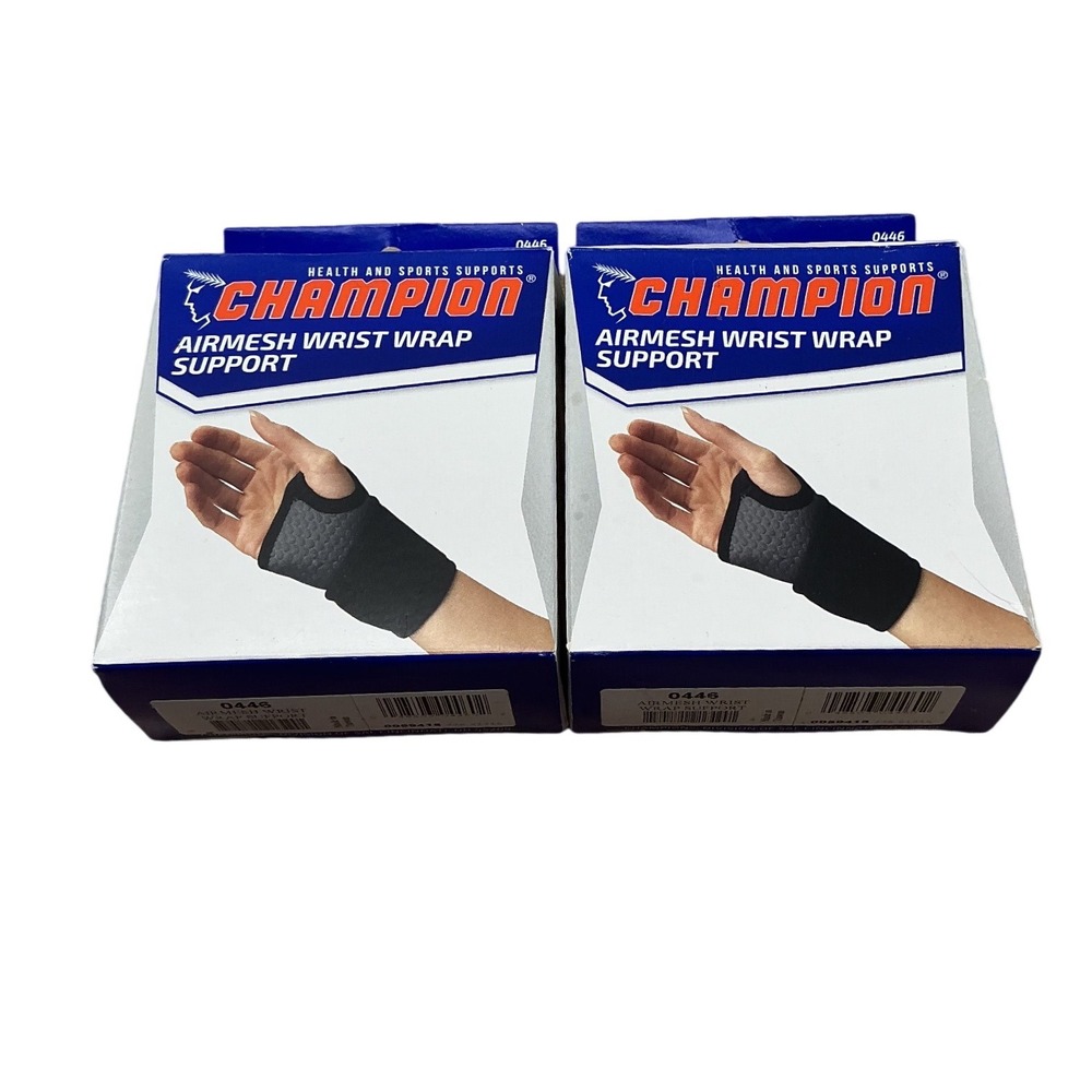 Champion Airmesh‎ Wrist Wrap Support 0446 Black Gray Reversible 2 Pack New